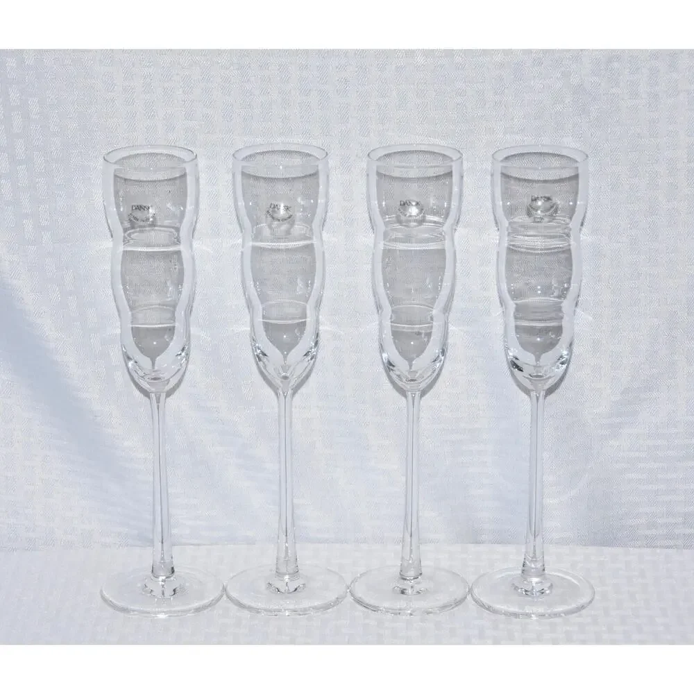 Michael Graves Design for DANSK Cirrus Bee Hive Champagne Flutes x-4
